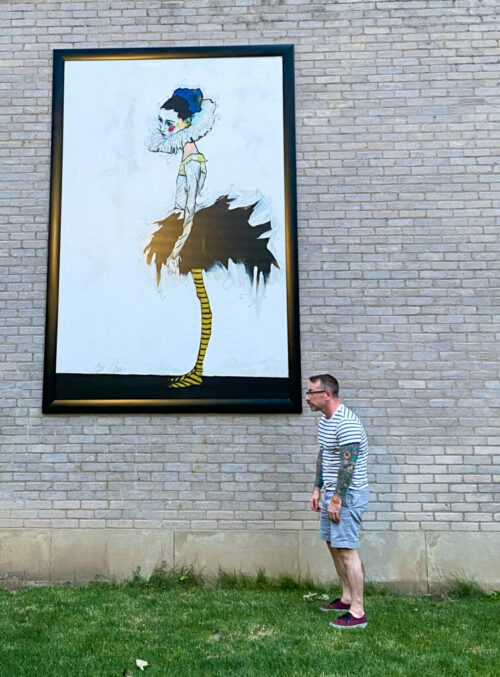 Chris Clemens With Ballerina Artwork in Downtown Rochester